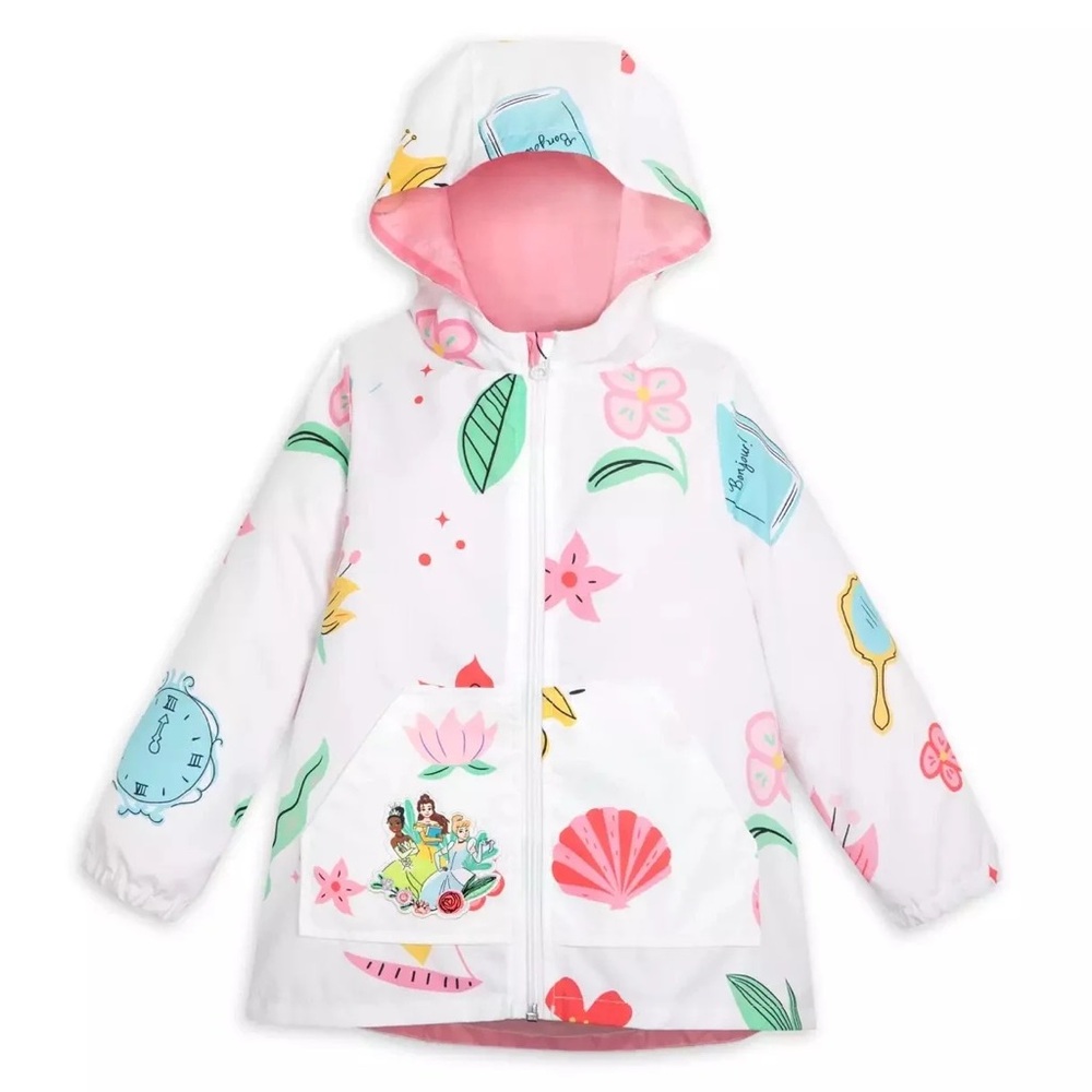 Toddler girl Disney princess rain coat jacket hood 3T